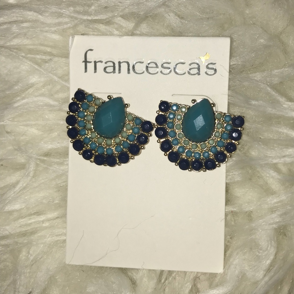 Blue, green, and turquoise earrings
